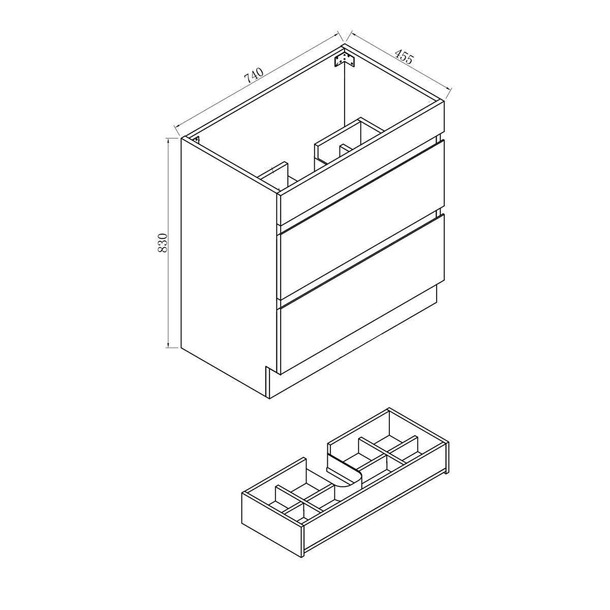 Clearance - Mia 750mm Floor Standing Bathroom Vanity - Image 4