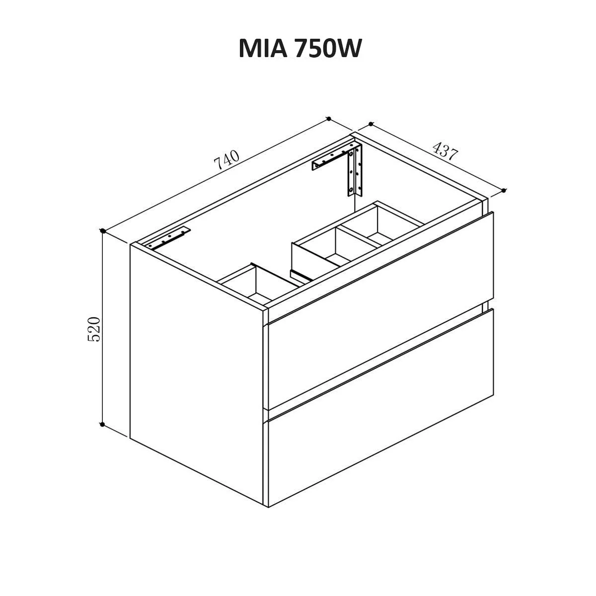 Clearance - Mia 750mm Wall Hung Vanity - Image 6