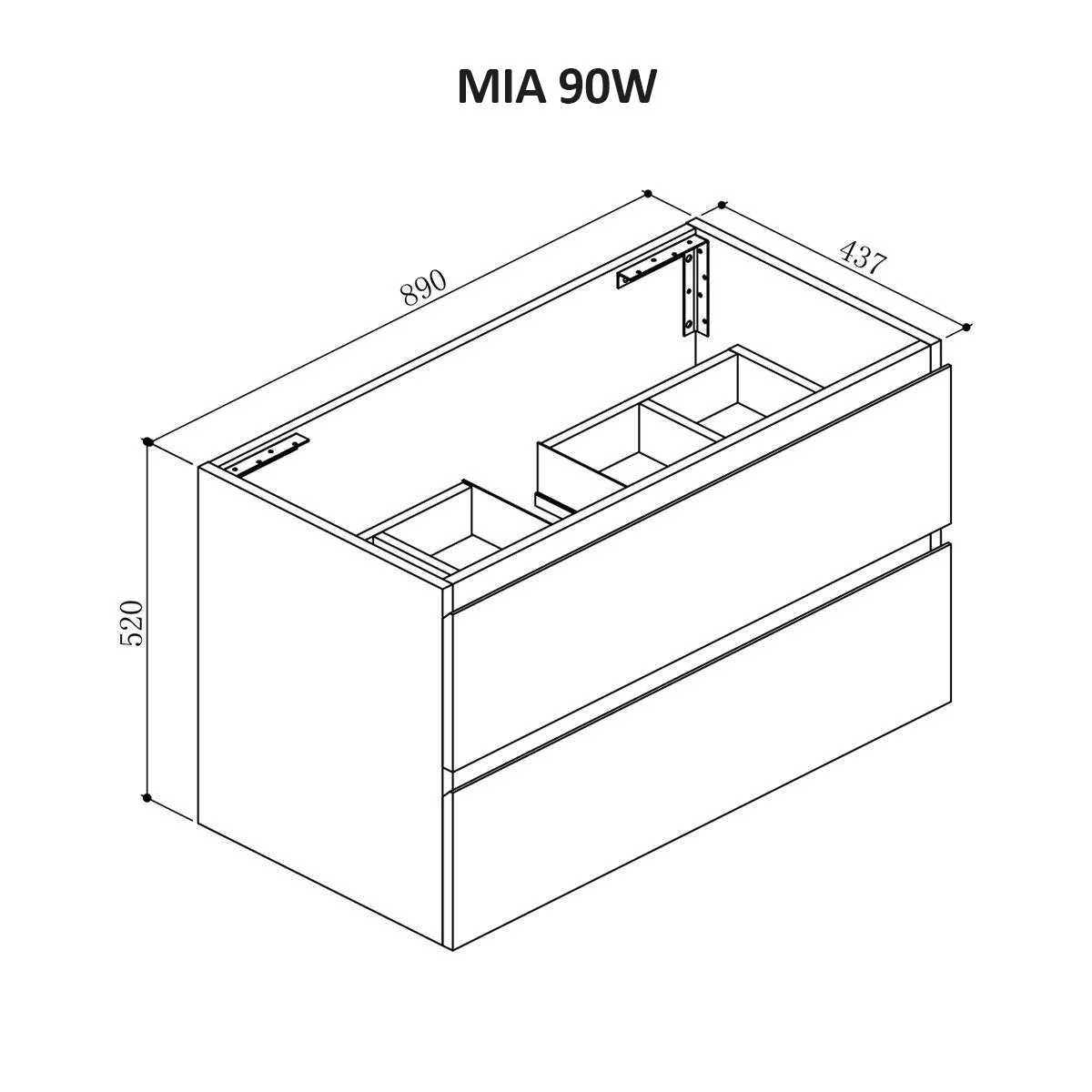 Clearance - Mia 900mm Wall Hung Vanity - Image 6