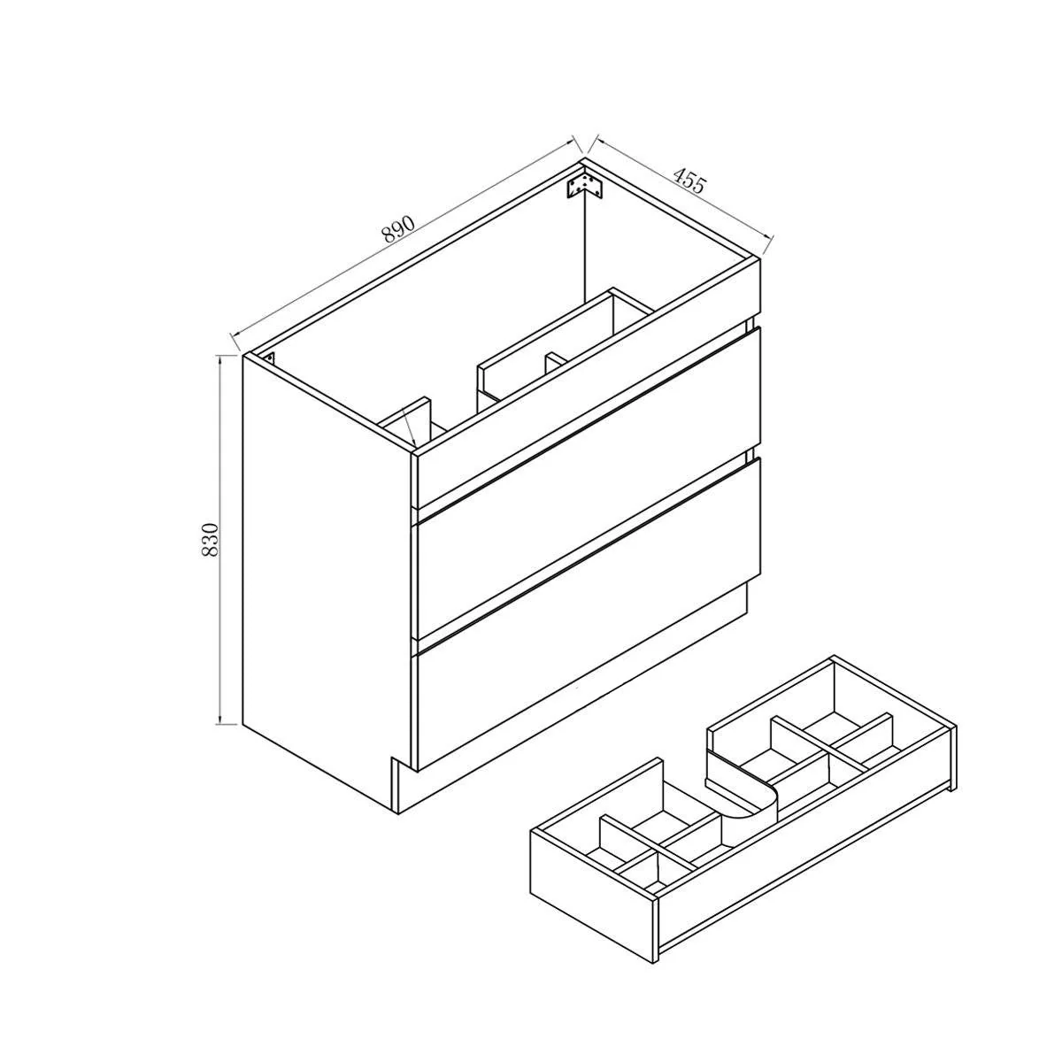 Clearance - Mia 900mm Floor Standing Bathroom Vanity - Image 5