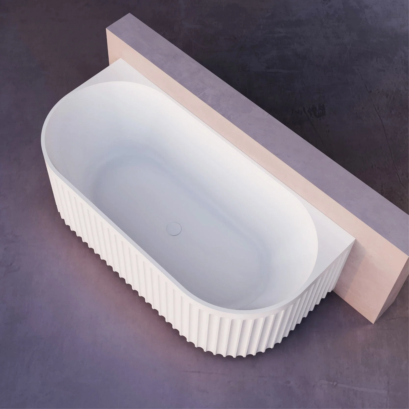 OBI 1700mm Fluted Back to Wall Free Standing Bath Gloss White - Image 3