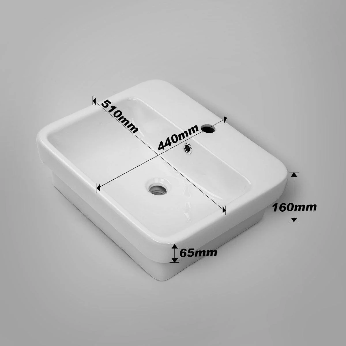 CoCo Half Inset Basin Soft Corners 1 Tap Hole - Image 10