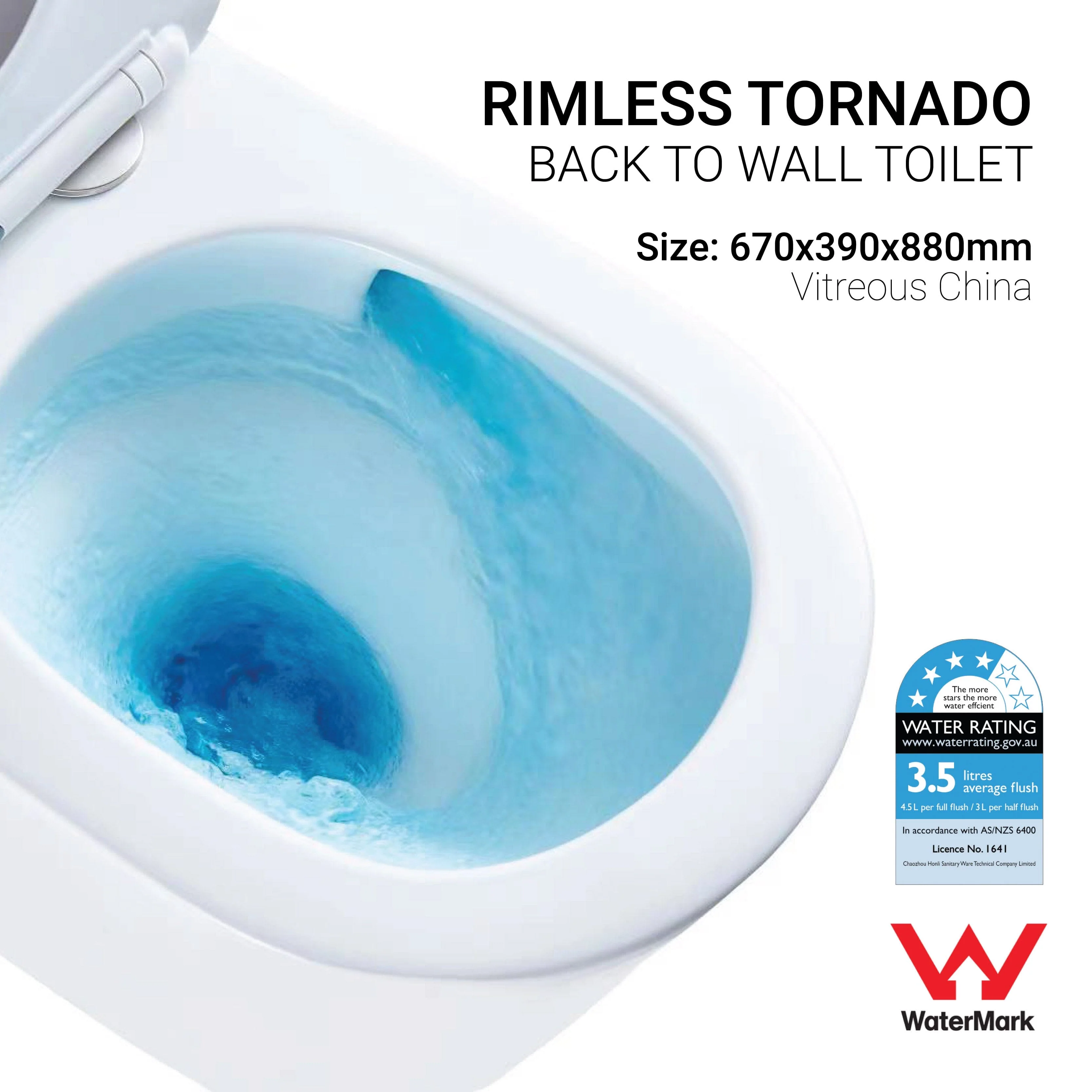 Yara67 Ambulant Rimless Tornado Back to Wall Toilet - Image 4