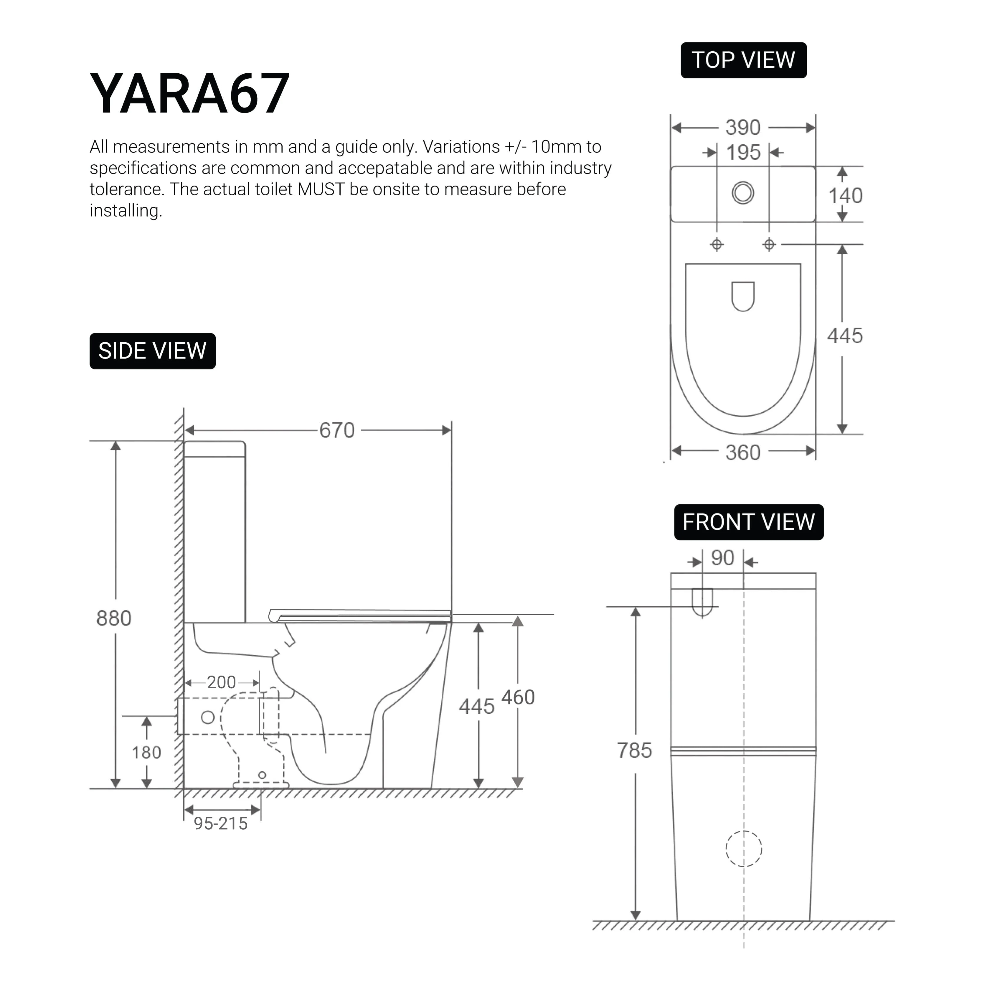 Yara67 Ambulant Rimless Tornado Back to Wall Toilet - Image 7