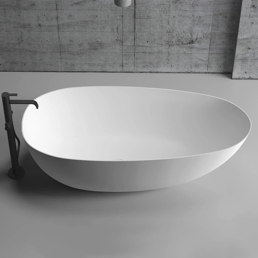 RUBI 1500mm Egg Shape Oval Freestanding Bath Matte White - Image 3