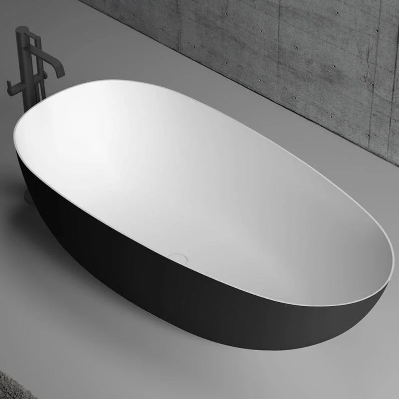 Clearance - RUBI 1700mm Egg Shape Oval Freestanding Bath Black/White - Image 3