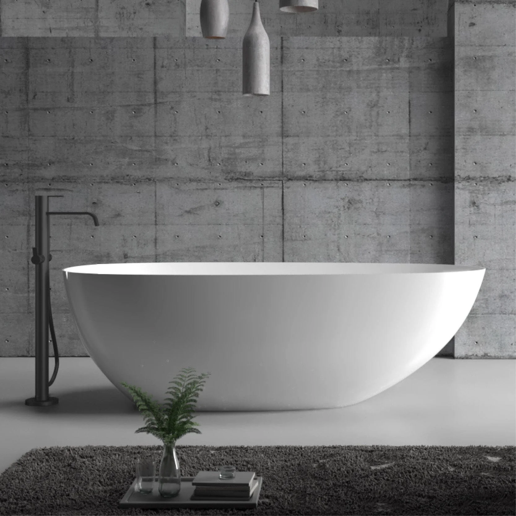RUBI 1700mm Egg Shape Oval Freestanding Bath Gloss White - Image 3