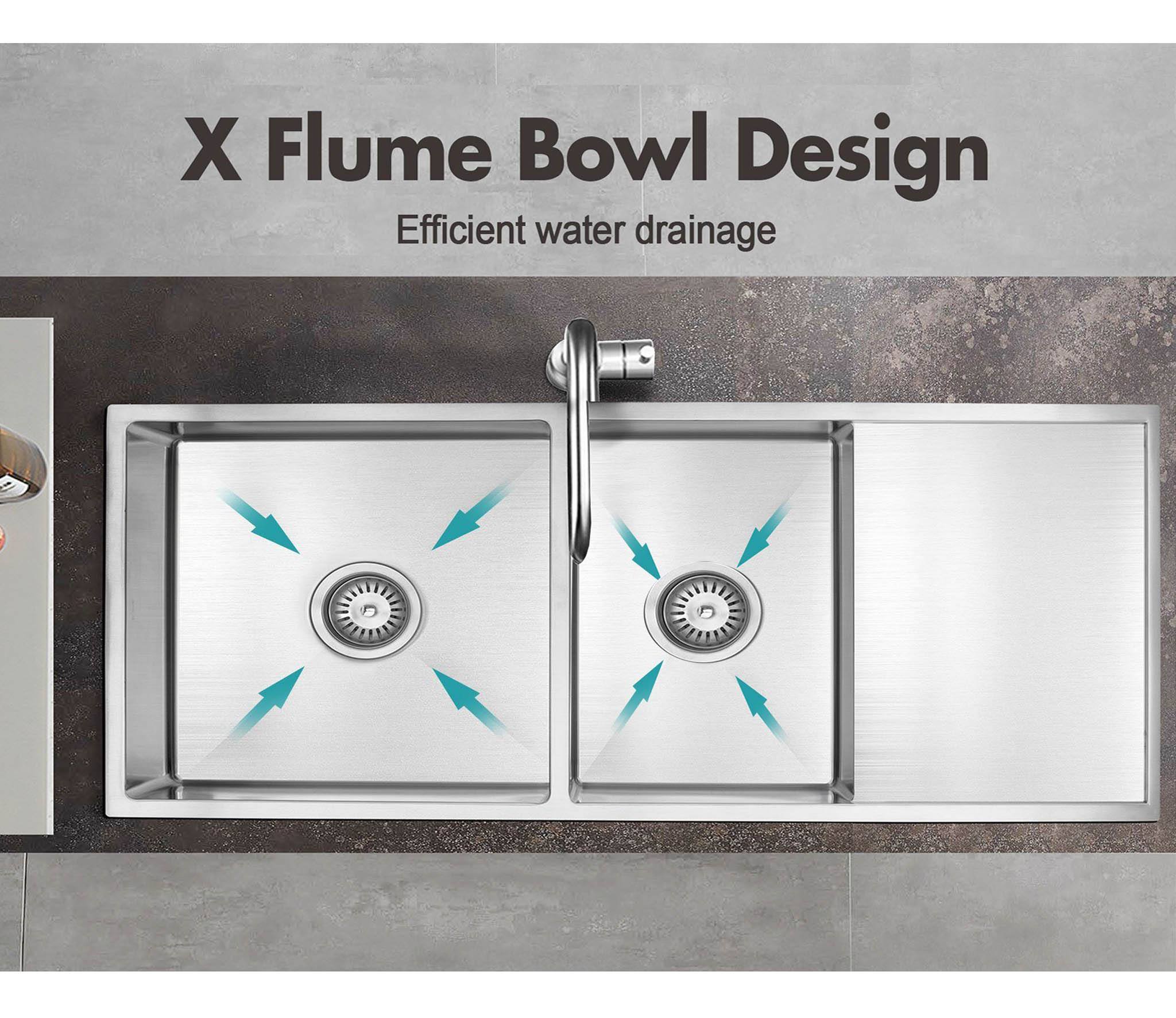 ULTIMO 1.5mm 1000W x 450D 1 1/2 Bowl Handmade Kitchen Sink with Drainer Top Undermount - SSD1045 - Image 9