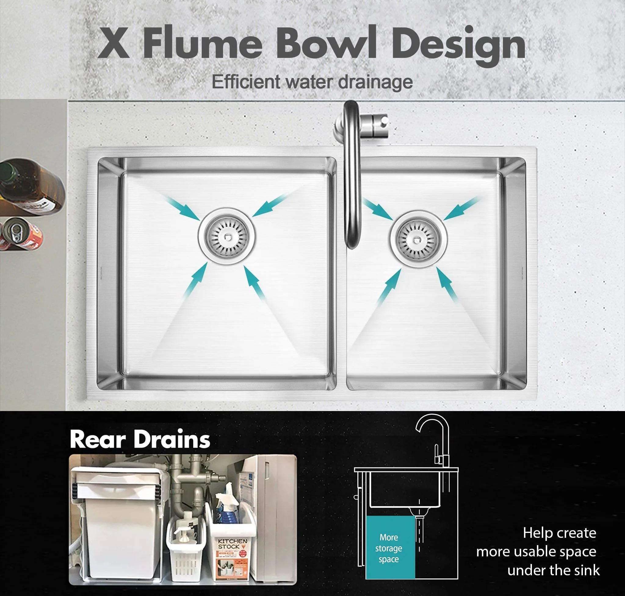 ULTIMO 1.5mm 670W x 450D 1 1/2  Bowl Handmade Kitchen Sink Top Undermount - SSD6745D - Image 5