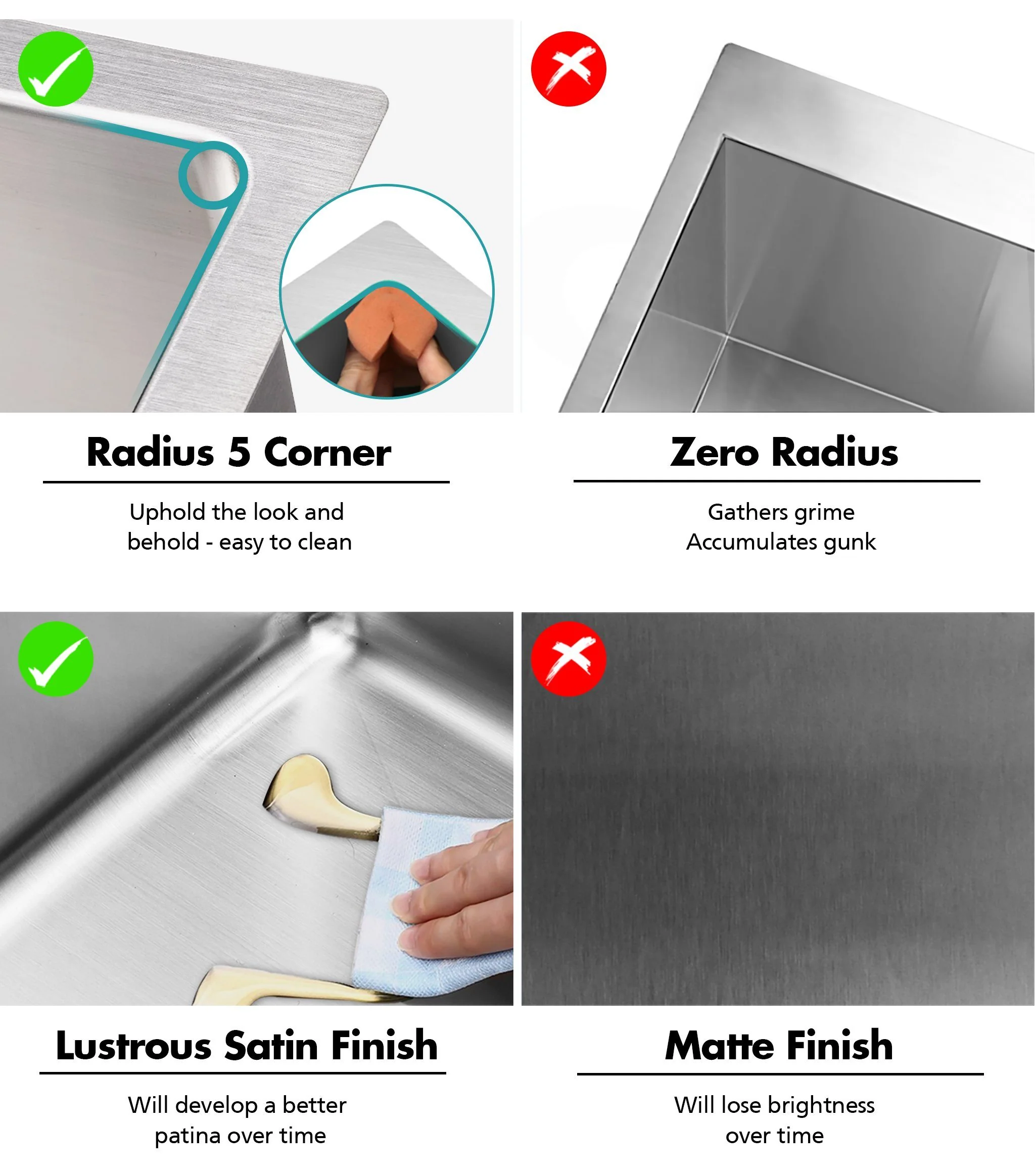 ULTIMO 1.5mm 670W x 450D 1 1/2  Bowl Handmade Kitchen Sink Top Undermount - SSD6745D - Image 8