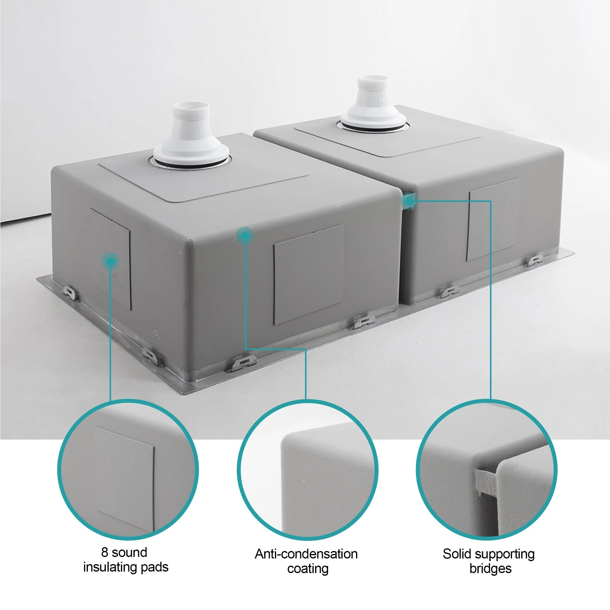 ULTIMO 1.5mm 790W x 450D Double Bowl Sink - SSD7945D - Image 8