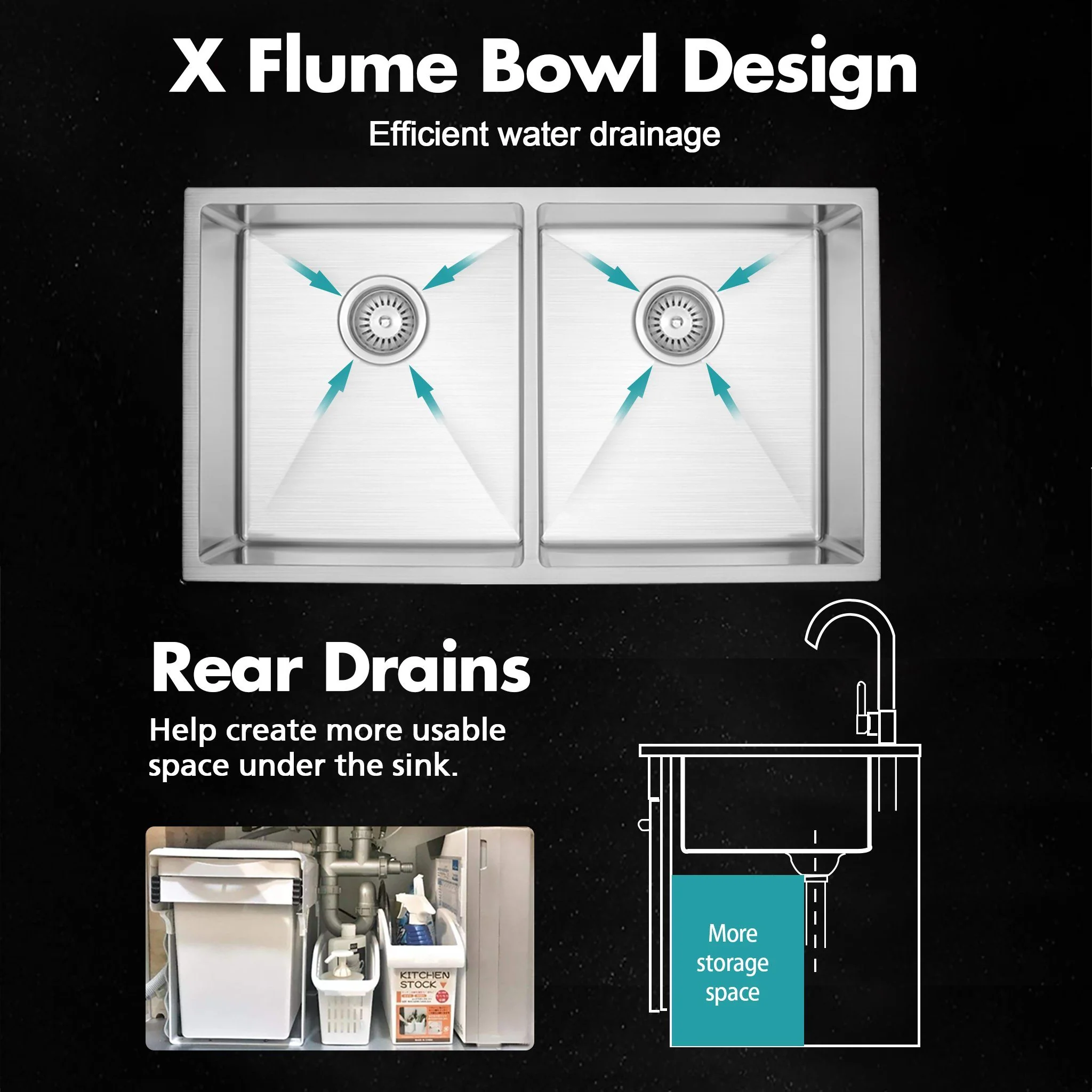 ULTIMO 1.5mm 790W x 450D Double Bowl Sink - SSD7945D - Image 9