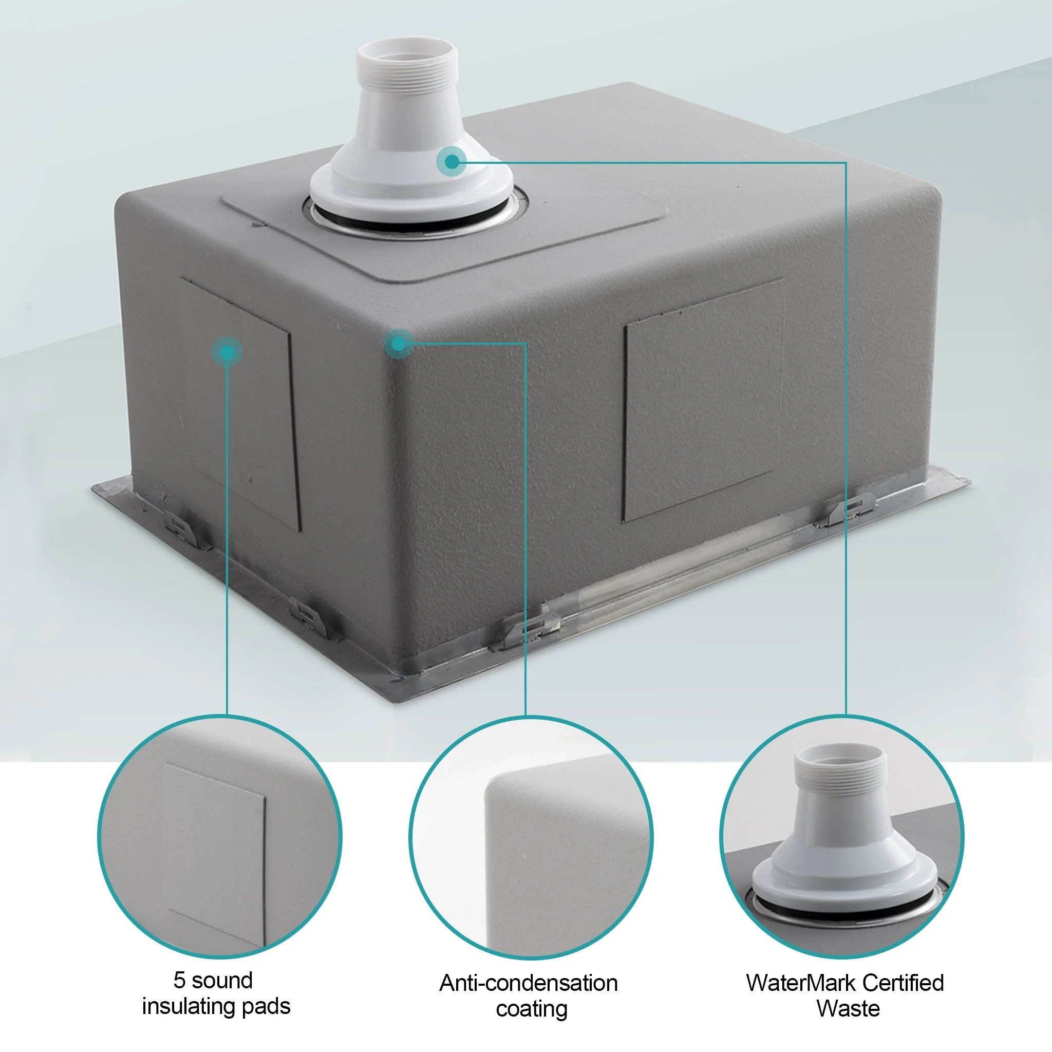 ULTIMO 1.5mm 340W x 450D Single Bowl Square Sink - SSD3445 - Image 8