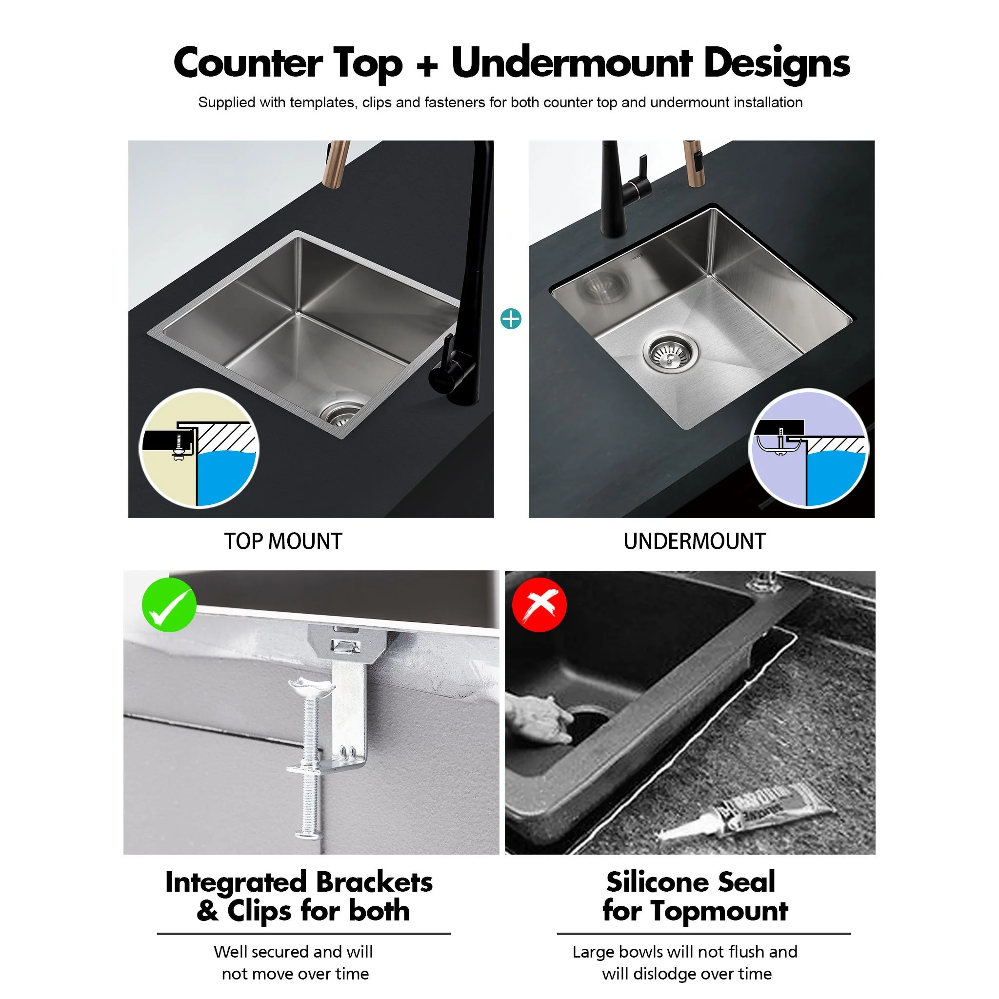 ULTIMO 1.5mm 450mm Medium Bowl Kitchen & Laundry Sink - Image 7