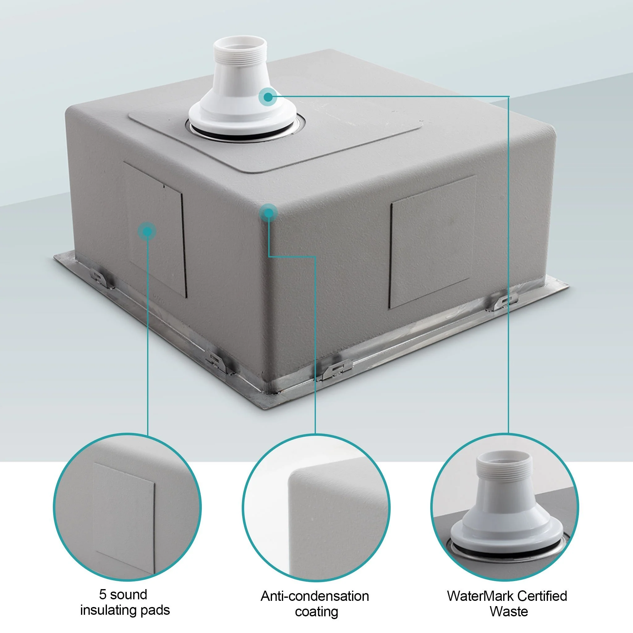 ULTIMO 1.5mm 450mm Medium Bowl Kitchen & Laundry Sink - Image 8