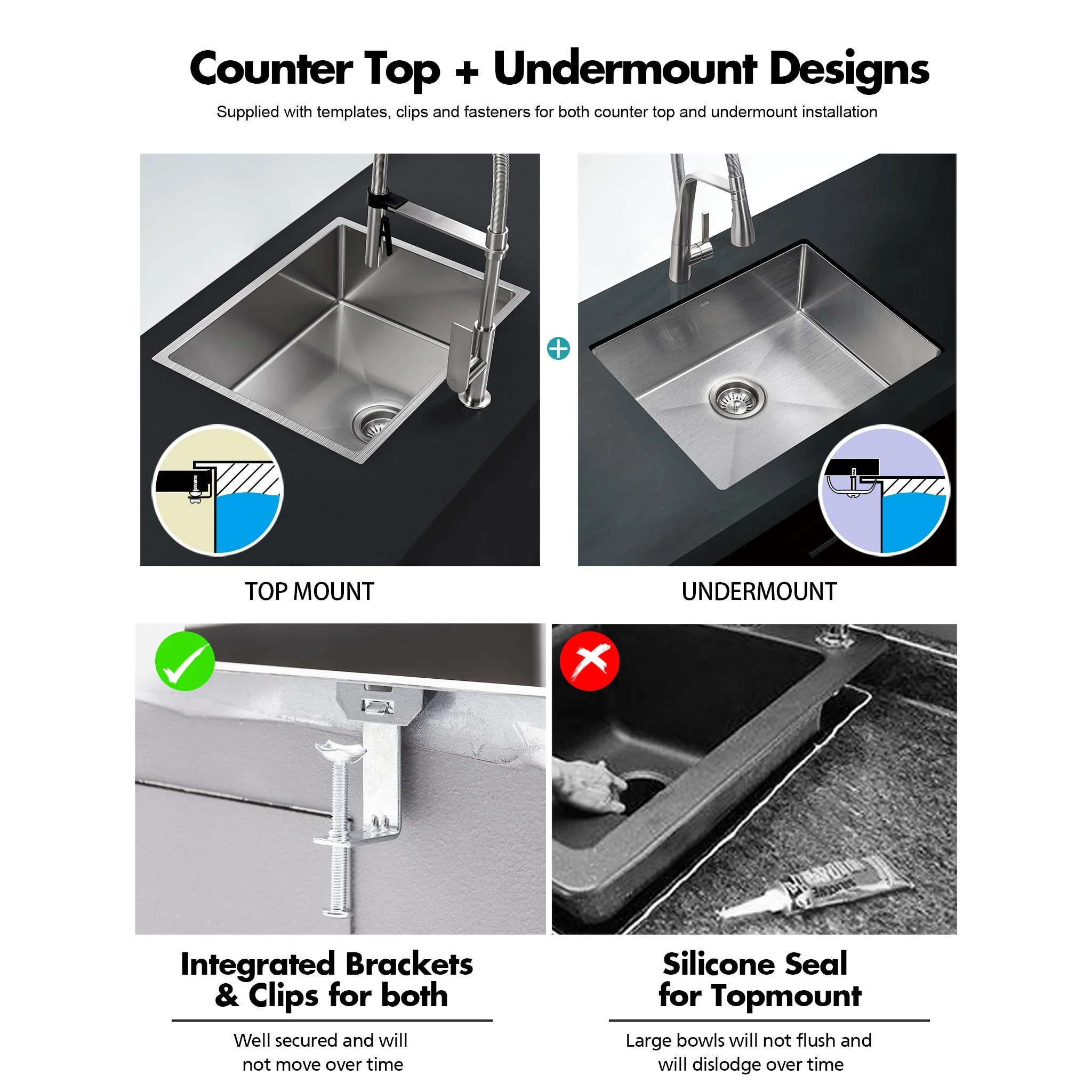 ULTIMO 1.5mm 660W x 450W Large Kitchen & Laundry bowl sink - SSD6645 - Image 7
