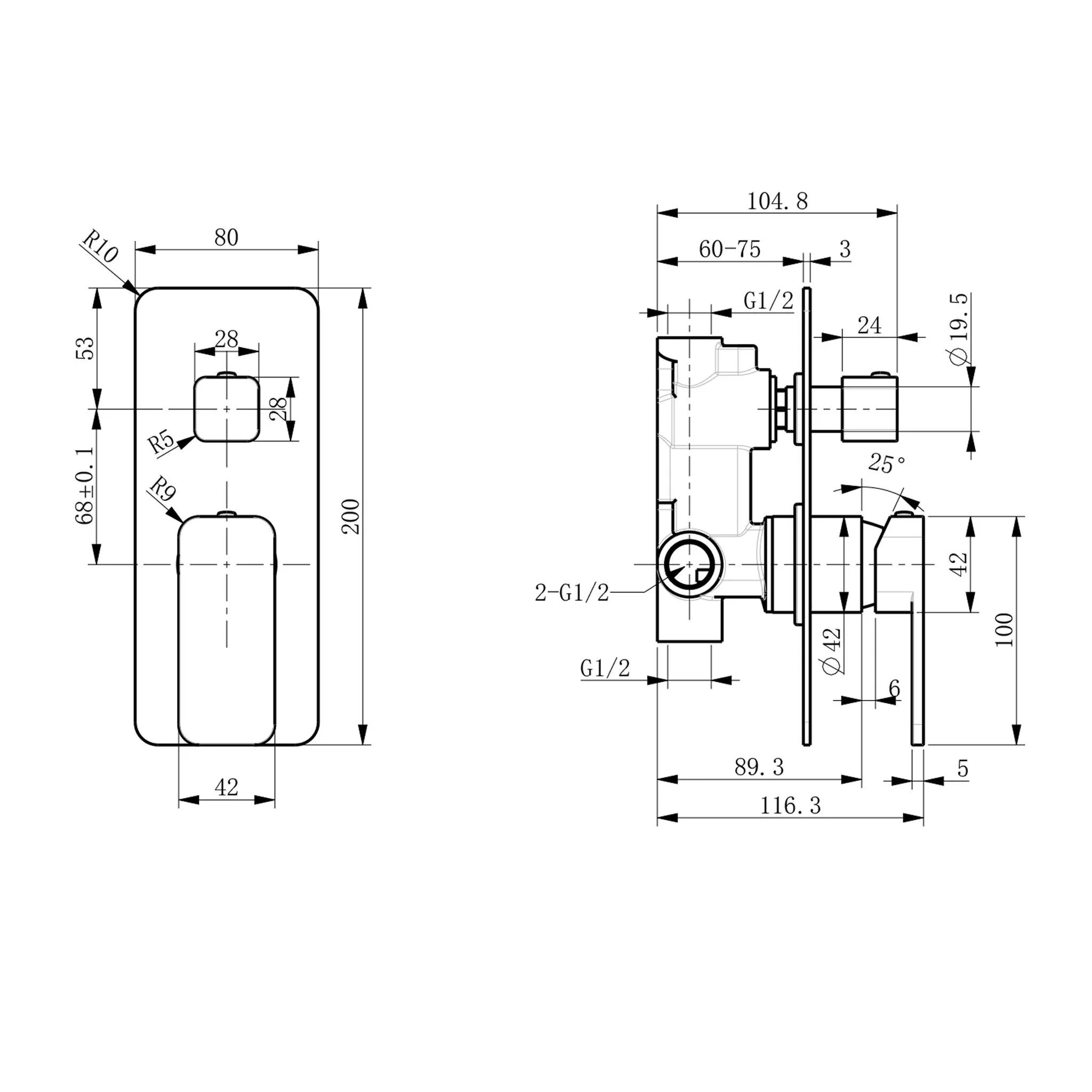 Clearance - VIVA Shower Bath Mixer with Divertor - Image 8