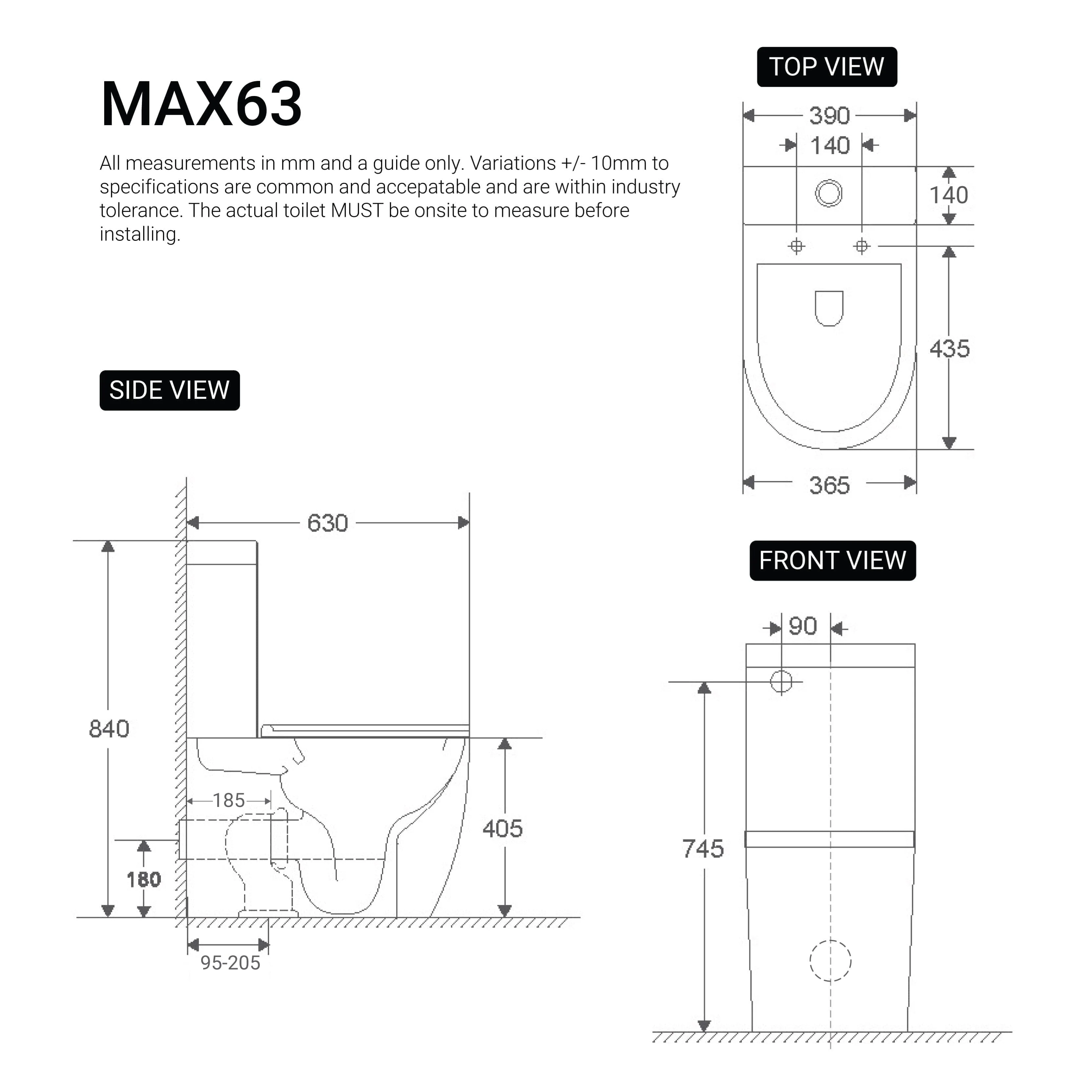 Max63 Rimless Tornado Compact Back to Wall Toilet - Image 5