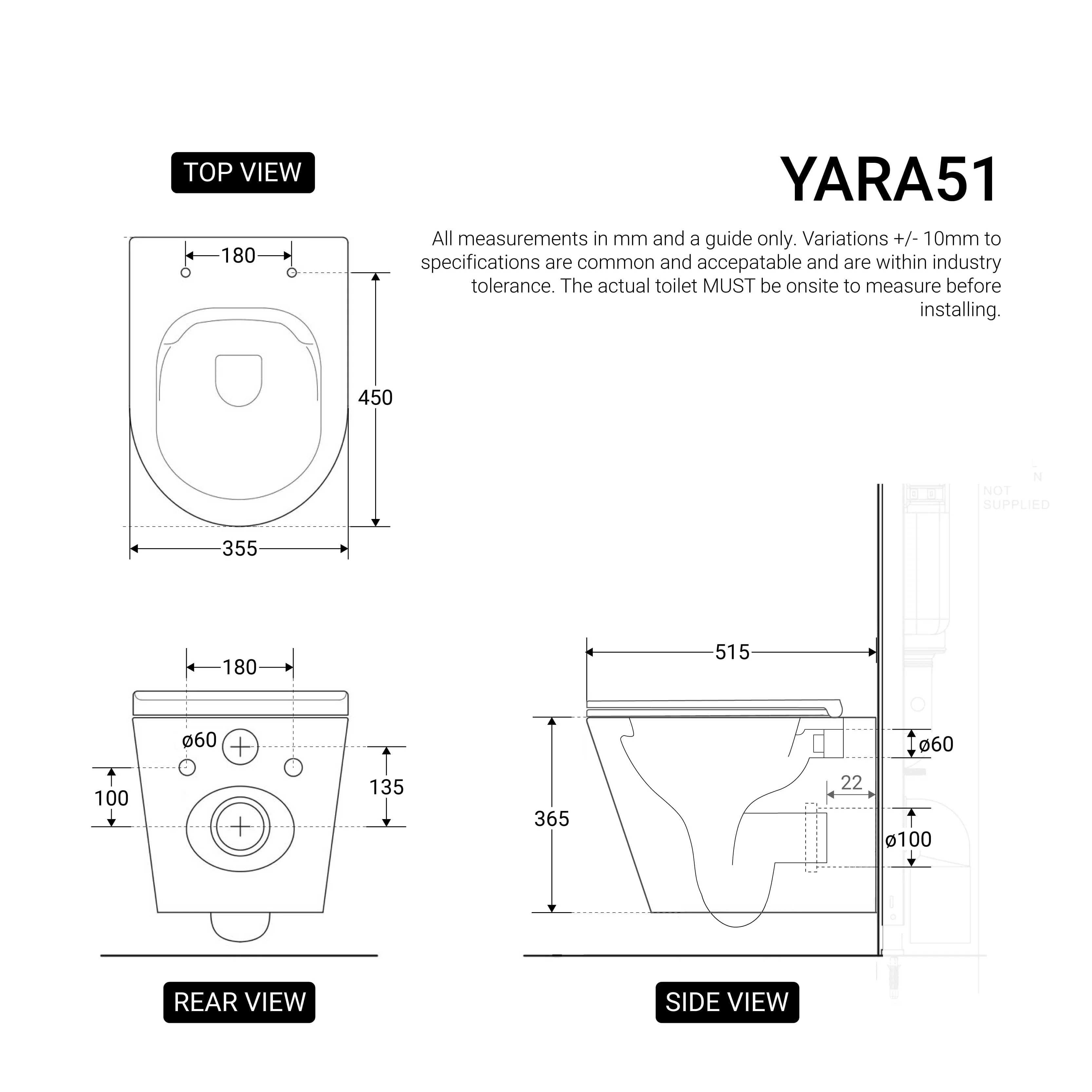 Yara51 Rimless Tornado Wall Hung Toilet Pan - Image 7